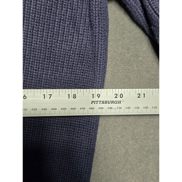 J. Crew Sweater Men's Large Blue Pullover 1/4 Snap Button Mock Neck Long Sleeve - Picture 5 of 6